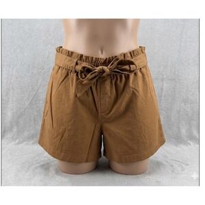Candace Cameron Bure Camel Brown Paperbag Waist Tie Shorts Petite Large LP